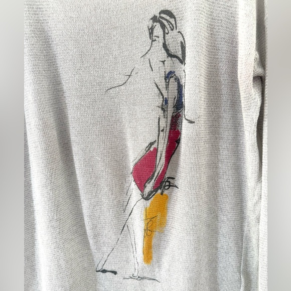 Abercrombie & Fitch Women Top Shirt Heather Gray Artistic Long Sleeve Tee Size L - Picture 3 of 16